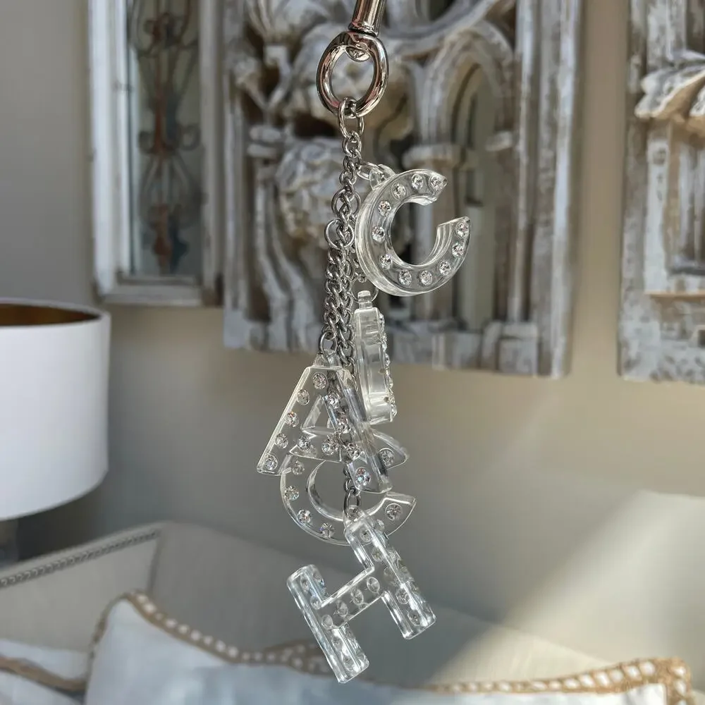 COACH Crystal Lucite Dangle Letter Bag Charm | Rare Y2K